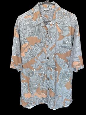 Manuhealii men’s full button shirt polyester fits Large